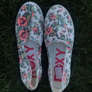 Roxy slip on floral shoes